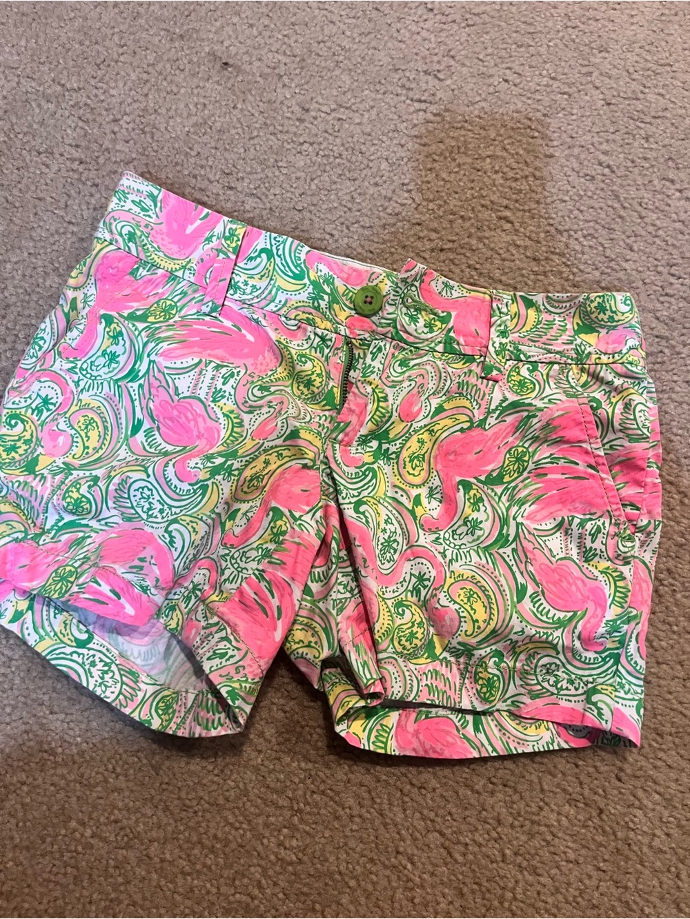 Lily Pulitzer Preppy vacation summer shorts flamingo beach print pink size 00